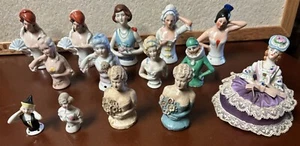 Menge 14 Vintage Deutsch Japan Porzellan Kreidegeschirr Halb Puppen ~ Nadelkissen - Bild 1 von 13