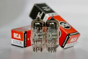 1950s RCA USA 12AU7A ECC82 7030 LONG-PLATE MATCHED-PAIR HOLY-GRAIL "D-GETTERS" - Picture 1 of 17