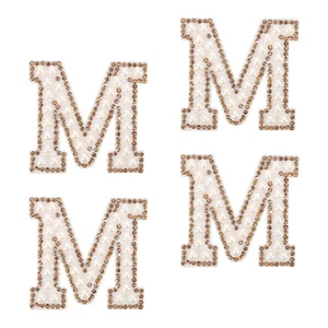 10Pcs Iron on Letters Patch,4.5cm Self Adhesive Patches for Bags(White Gold) - Bild 1 von 7