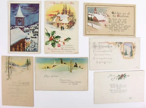 7 Vtg 1910s Christmas Postcards Whitney Gibson Art Church Bell Tower - Picture 1 of 2