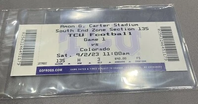 Deion Sanders Coaching Debut Colorado Vs TCU Ticket 9/2/23 Travis Hunter Shedeur - Image 1 of 4