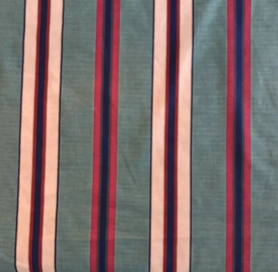 Tela de Duralee azul, rojo, verde, beige algodón a rayas 12,25 yardas nueva Foto 1 de 4
