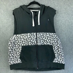 Hurley Sleeveless Full Zip Fleece Hoodie Womens Size Large Floral Pocket Warm - Picture 1 of 9