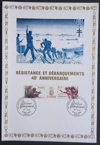 Encart Philatélique Résistance et Débarquement Charles de Gaulle & Jean Moulin - Picture 1 of 3