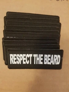 BIKER PATCH FUNNY Patch "RESPECT THE BEARD" - 4x1.5 inch - Picture 1 of 2