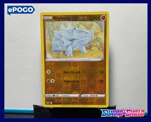 Rhyhorn 096/202 Reverse Holo Pokemon Karte Schwert & Schild Pokémon TCG MINT ✅ - Bild 1 von 2
