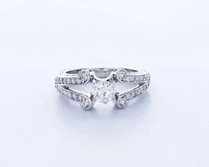 1,9 kt Laborgefertigter Diamant E/VVS1 Rundschliff 14 K Gold Krappe Split-Band Akzent Ring - Bild 1 von 4
