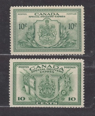 1942 #E10 10¢ & 1946 #E11 10¢ KING GEORGE VI SPECIAL DELIVERY F-VF - Image 1 of 2
