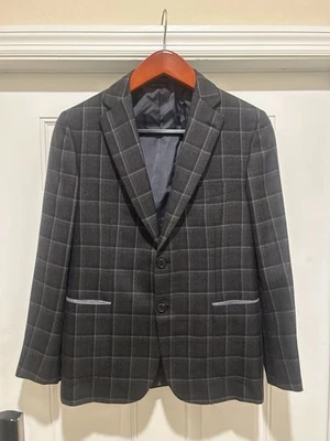 Blazer Brioni para Hombre 40R Gris Ventana Lana Hecho en Italia Gamuza Parches en el Codo Foto 1 de 4