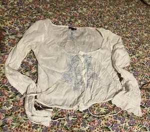 Vintage 1999 / 2000 River island Hippy Boho Gypsy Cotton Peasant Top Blouse  - Picture 1 of 5