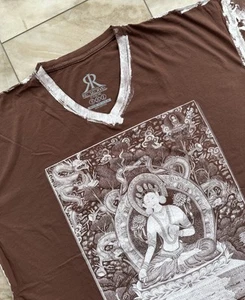 RESERVE CODE Unisex 5XL  V-Neck Cotton Brown Goddess Dragons Painted T-Shirt - Picture 1 of 13