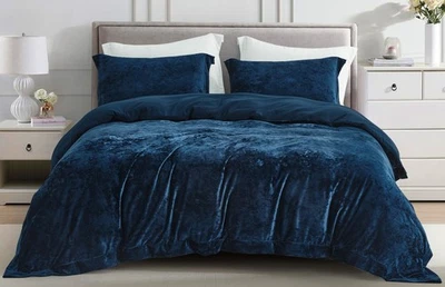 Chezmoi Collection Piers 3-Piece Luxurious Distressed Velvet Duvet Cover Set - Image 1 of 4