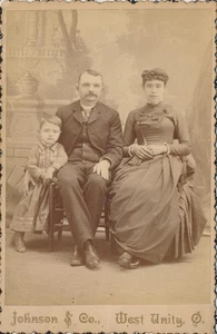 Cabinet Card Antique Photo Felger Family Man Woman Little Boy ID'd West Unity OH - Picture 1 of 5