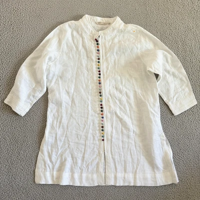 Chaqueta túnica Soft Surroundings pequeña grande de lino boho top bordado con cremallera Foto 1 de 4