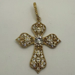 Goldfarbener Kreuz Anhänger Verstärker Strass groß - Bild 1 von 6