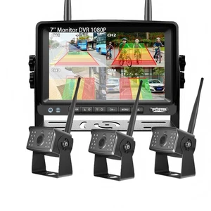7'' Monitor RV Truck  DVR Rear view 3x Digital Wireless Backup Cameras BSD - Picture 1 of 17