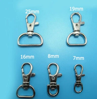 7mm-25mm Swivel Lobster Clasps Clips Snap Hook DIY Bag Craft Key Chain Key Ring - Image 1 of 3