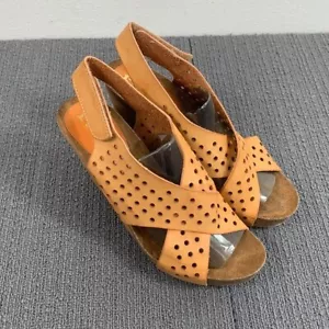 Rbls Wedge Sandals Slingbacks Womens Size 8.5 Orange Brianna Perforated Peep Toe - Picture 1 of 13