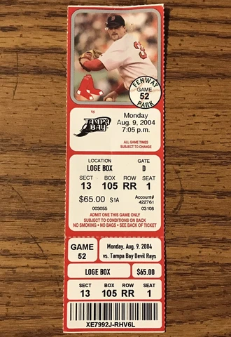 Boston Red Sox Original 2004 Ticket Stub World Champions Fenway Park The Curse Cover