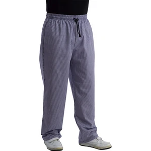 Pantalones de chefs azules a cuadros unisex de polialgodón para catering cocineros uniforme de cocina - Imagen 1 de 32