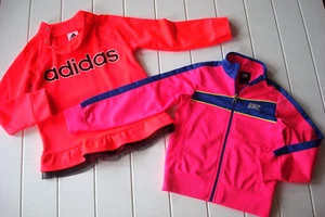 2-PC Nike Girl CHILD Size 6 Pink Full Zip Athletic Track Jacket + Adidas ~ LOGO - Picture 1 of 20