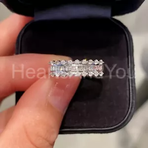 2ct Baguette Simulated Diamond Channel Set Engagement Ring 14K White Gold Plated - Picture 1 of 7