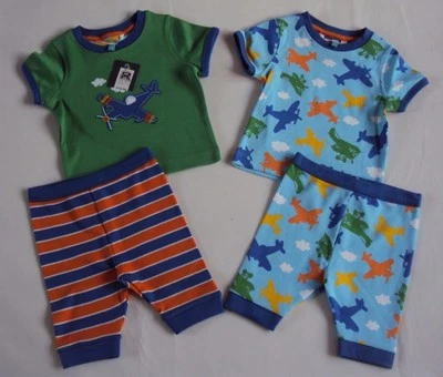 Ex John Lewis Baby Junge Flugzeug Flugzeug Doppel 2er-Pack Schlafanzüge Alter 3/6 Monate SALE