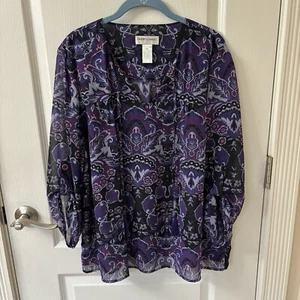 Draper's & Damon's Sheer Purple Pullover Top, PXL - Picture 1 of 7