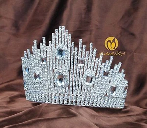 Fantastica corona diadema matrimonio strass trasparenti parrucchieri bellezza sfilata costumi - Foto 1 di 9