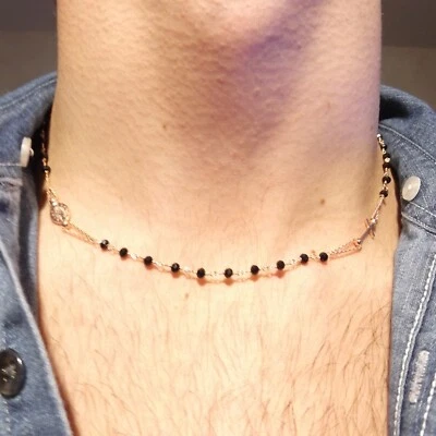Collana Rosario Girocollo Uomo in argento 925 Rosa con Madonna Miracolosa - Immagine 1 di 4