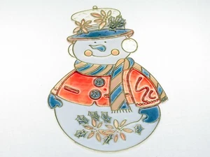 Muñeco de nieve vintage Navidad Suncatcher plástico vitral adorno ventana grande - Imagen 1 de 12