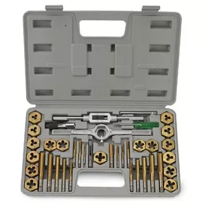40 STCK. TITAN METRISCH MM GRÖSSE ZOLL STAHL GEWINDEBOHRER & UND SCHNEIDEISEN WERKZEUG SET KIT - Bild 1 von 2
