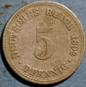 Germany Empire 5 Pfennig 1892 A KM# 11 - Picture 1 of 2