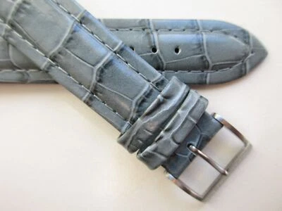 Correa de reloj de cuero con estampado de cocodrilo vintage azul 19 mm Seiko Foto 1 de 4