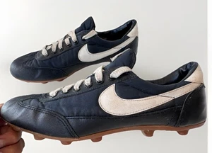 Vintage 70s Nike Turf Star Soccer Cleats Black Lace Up Shoes Men’s Size 7 - Picture 1 of 13