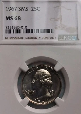 1967 SMS MS68 WASHINGTON QUARTER NGC 25C GEM SPECIAL MINT SET  - Image 1 of 2
