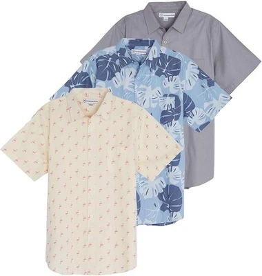 3 Pack Real Essentials Men's Regular-Fit Short-Sleeve Poplin Shirt Size 5X - Image 1 of 4