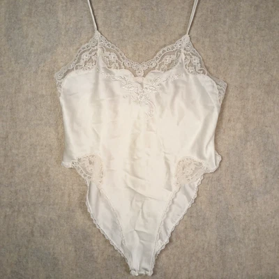 VTG Sara Beth Sleepwear Teddy Lingerie Ivory Bodysuit Flower Embroidery Bridal M - Image 1 of 4