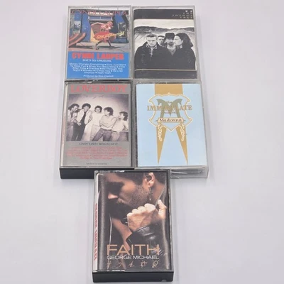 80s Pop Cassettes Madonna George Michael U2 Loverboy Cyndi Lauper Lot Of 5 Foto 1 de 4
