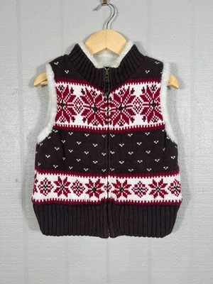 Chaleco Suéter Forrado de Piel Sintética Gap Kids S 6-7 Cremallera Completa Nórdico Isla Justa Copo de Nieve Foto 1 de 4