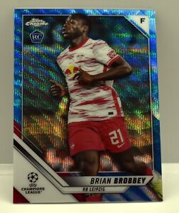2021-22 Topps Chrome UEFA #105 Brian Brobbey RC Blue Wave Refractor #/75  