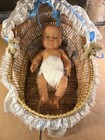 Berjusa Anatomically Correct Baby Doll Girl Newborn 16” With Basket & Blanket