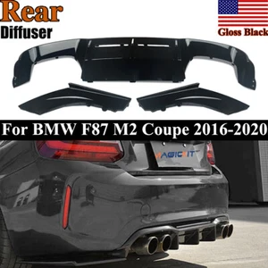 FOR 2016-2020 BMW F87 M2 M2C PERFORMANCE STYLE GLOSS BLACK REAR BUMPER DIFFUSER - Picture 1 of 14