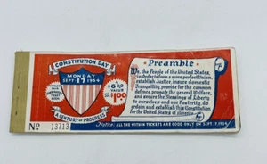 Vintage 1934 Century Of Progress Constitution Day Ticket Book - Picture 1 of 7