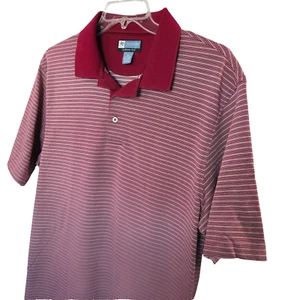 Polo de golf Jos A Bank Ledbetter XL rojo blanco a rayas rendimiento manga corta - Imagen 1 de 8