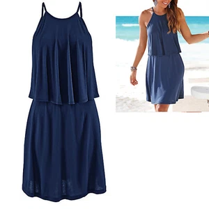 tolles Kleid Gr.36 ** Strandkleid Mini Sommerkleid Jersey Shirtkleid BLAU - Bild 1 von 3