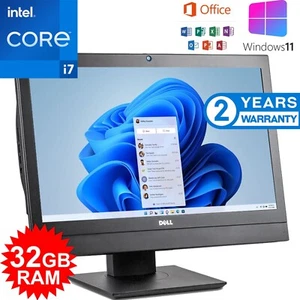 DELL 24" ALL IN ONE I7 QUAD CORE, 32GB RAM. 256GB SSD +500GB, 11 PRO & OFFICE - Picture 1 of 6