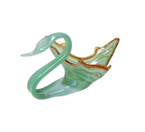Sooner Art Glass Murano Style Swan Hand Blown Swirl MCM Bowl - Picture 1 of 18