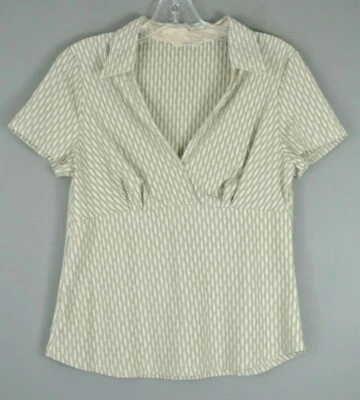 Marks & Spencer Beige Top S Short sleeve collared fitted work stretch 227 - Image 1 of 4