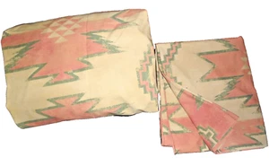 RALPH LAUREN WHITE SANDS SOUTHWESTERN AZTEC GREEN CORAL (2PC) FULL SHEET SET - Picture 1 of 9